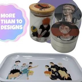 Haikyuu Volleyball Anime Spice Grinder, Stash Jar, Rolling Tray Set