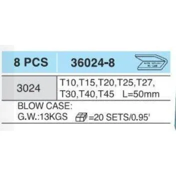 Hans 36024-8 3/8" Drive 8pcs Torx Bit Socket Wrench Set