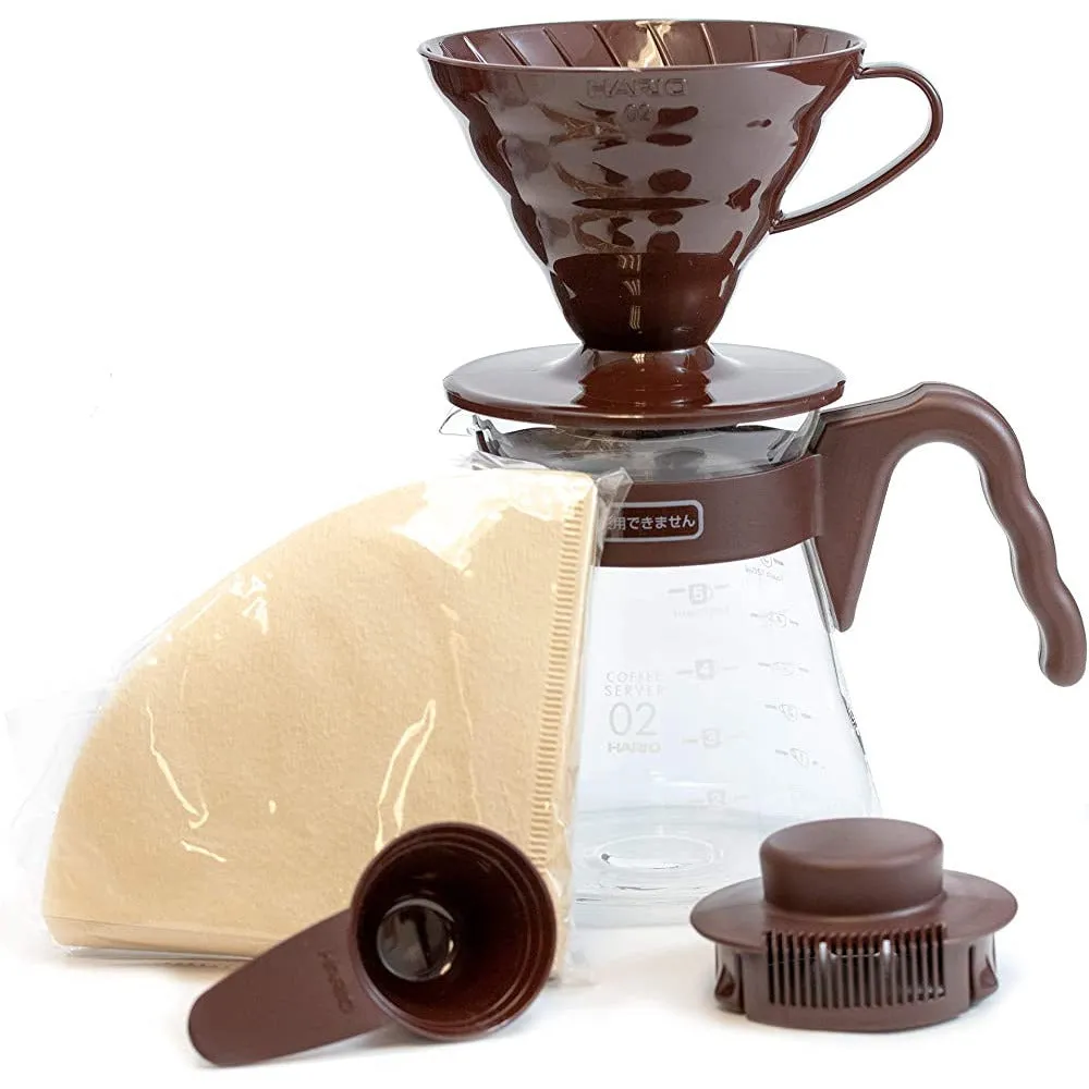 Hario V60 Size 02 Coffee Dripper & Glass Server w/ Lid