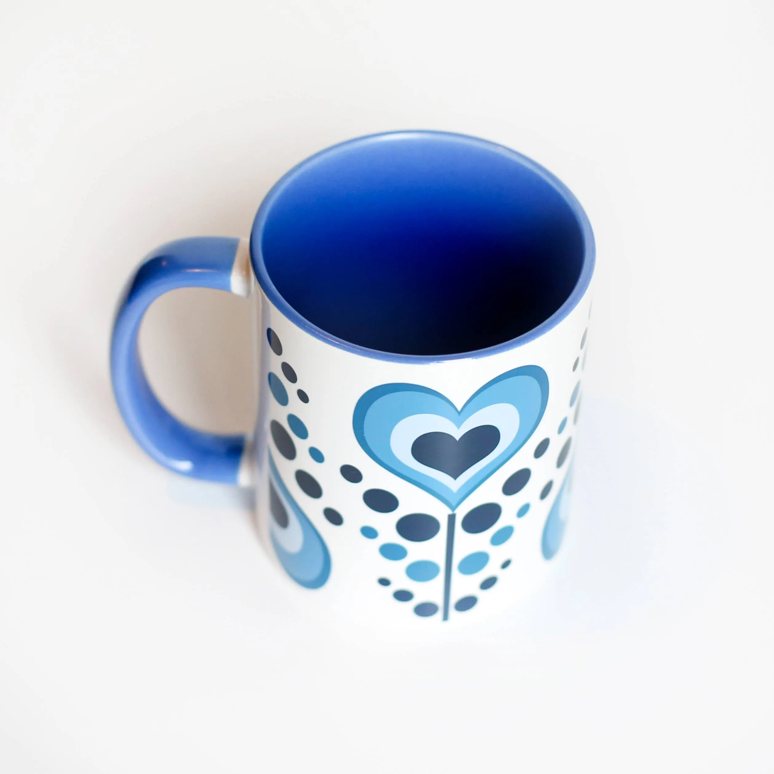 Heart Flower Blue Coffee Mug