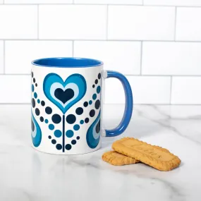 Heart Flower Blue Coffee Mug