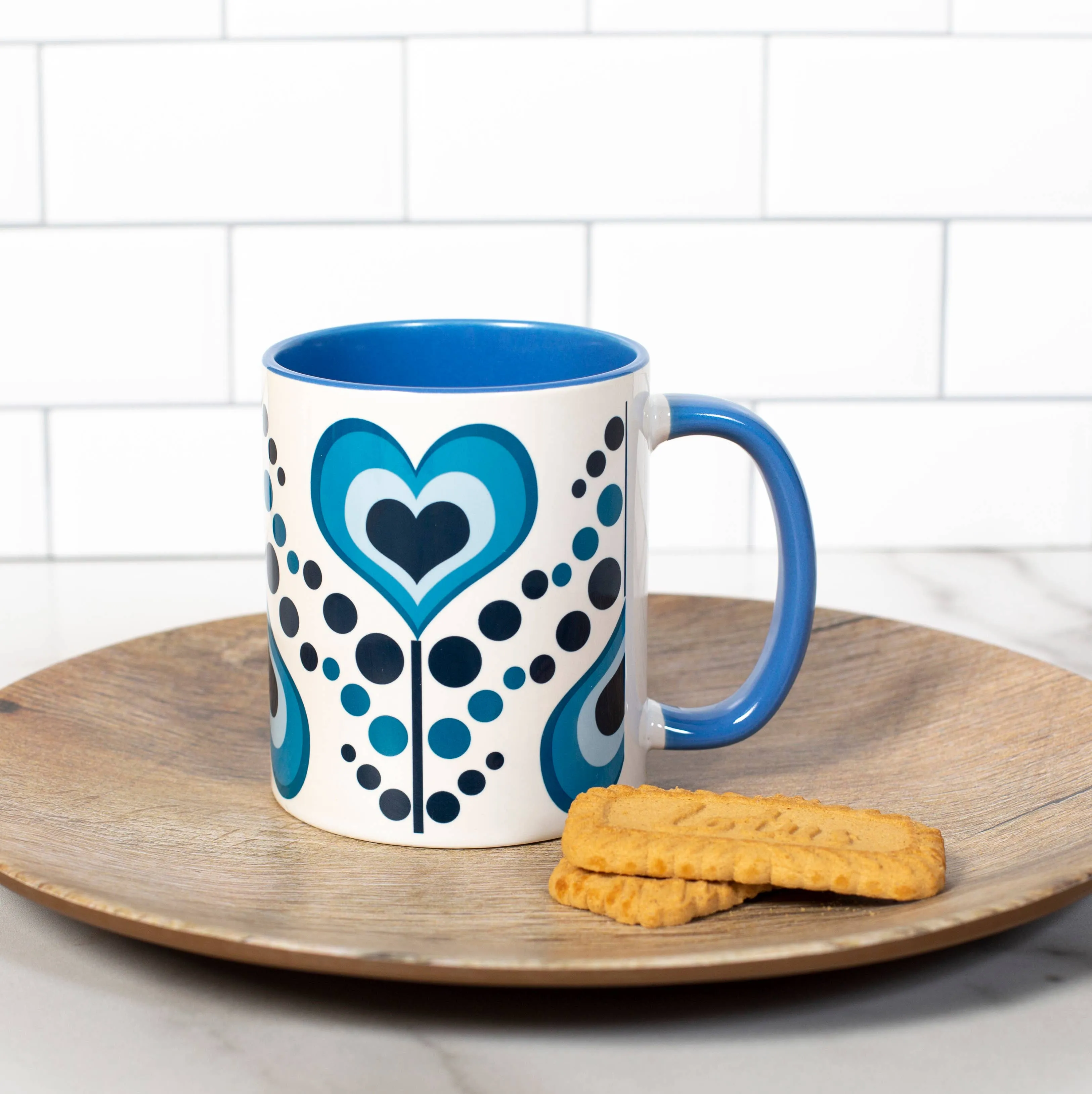 Heart Flower Blue Coffee Mug