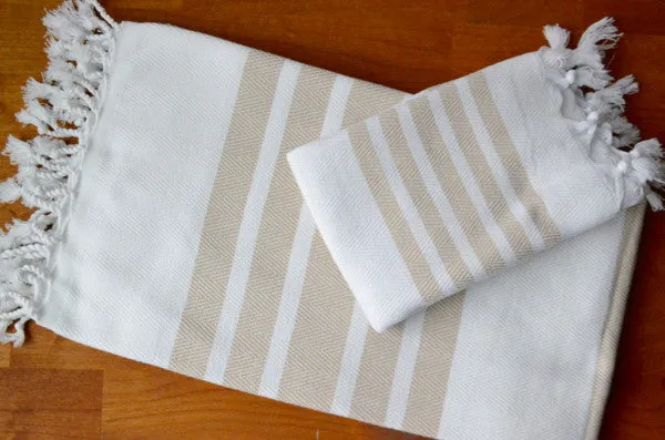 Herringbone Towels - Beige