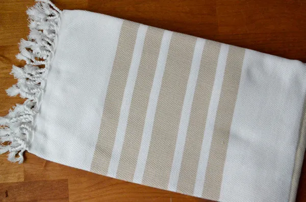 Herringbone Towels - Beige