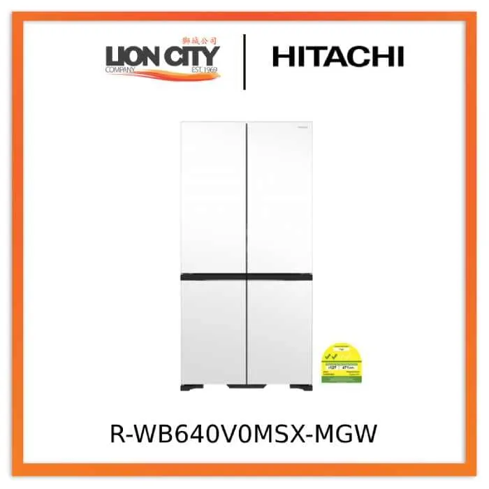 Hitachi R-WB640V0MSX-MGW/MIR 541L 4 Door Fridge (Bottom Freezer)