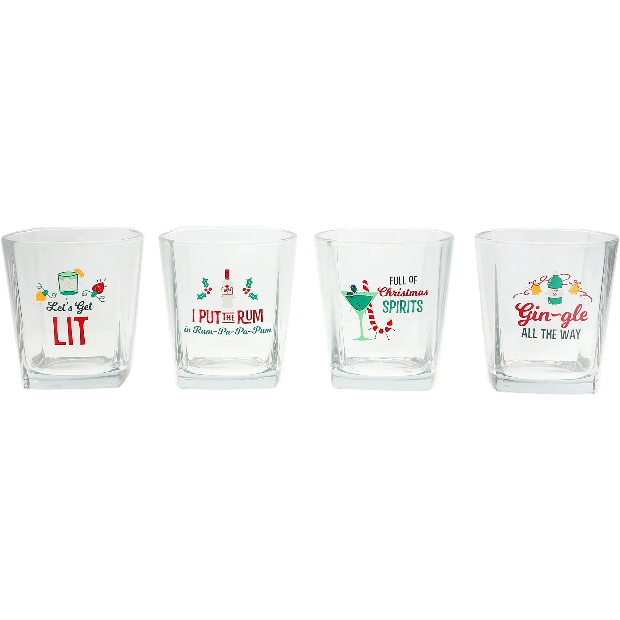 Holiday Rocks Glasses 10 oz Rocks Glasses (Set of 4 )