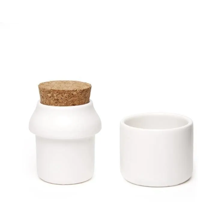 Kikkerland Ceramic Grinder & Jar Small White