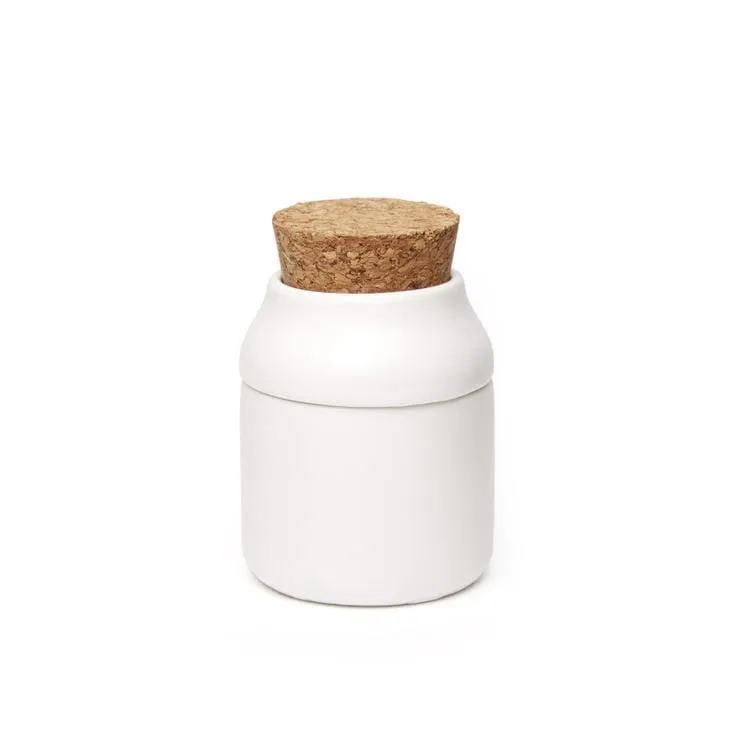 Kikkerland Ceramic Grinder & Jar Small White