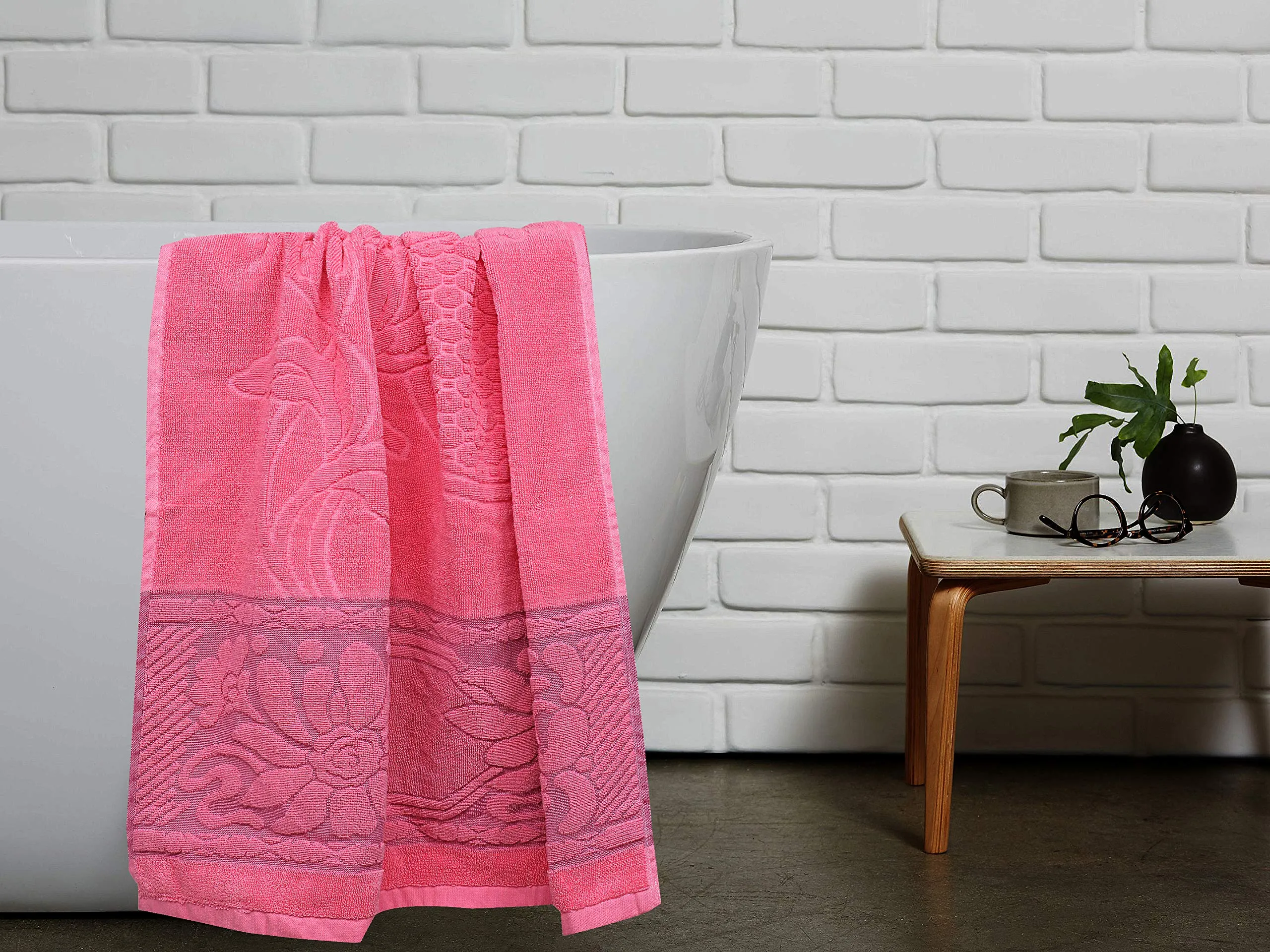 Kuber Industries 100% Cotton 4 Pieces Full Size Bath Towel 30"x60" (Pink)-CTKTC29904