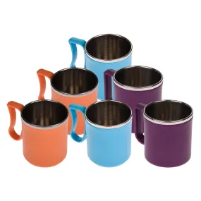 Kuber Industries Coffee Mug|Inside Stainless Steel Double Wall Tea Cup|Outside Plastic Stylish Milk Mug for Kids & Adults|Pack of 6 (Multicolor)