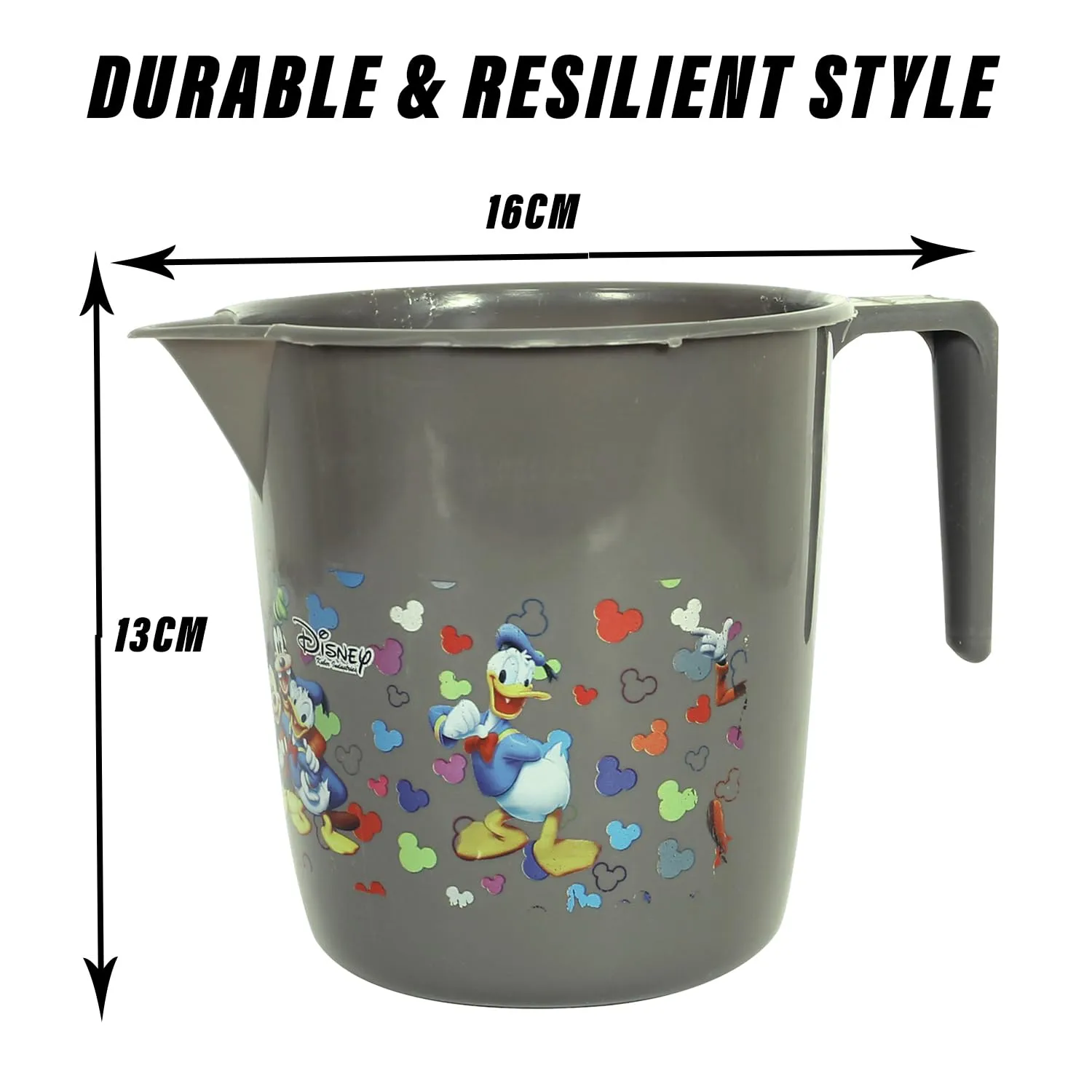 Kuber Industries Disney Team Bathroom Mug | Plastic Bath Mug for Bathroom | Mug for Bathroom | Mug for Toilet | Washroom Jug | 111 Bath Mug | 1 LTR | Pack of 5 | Gray