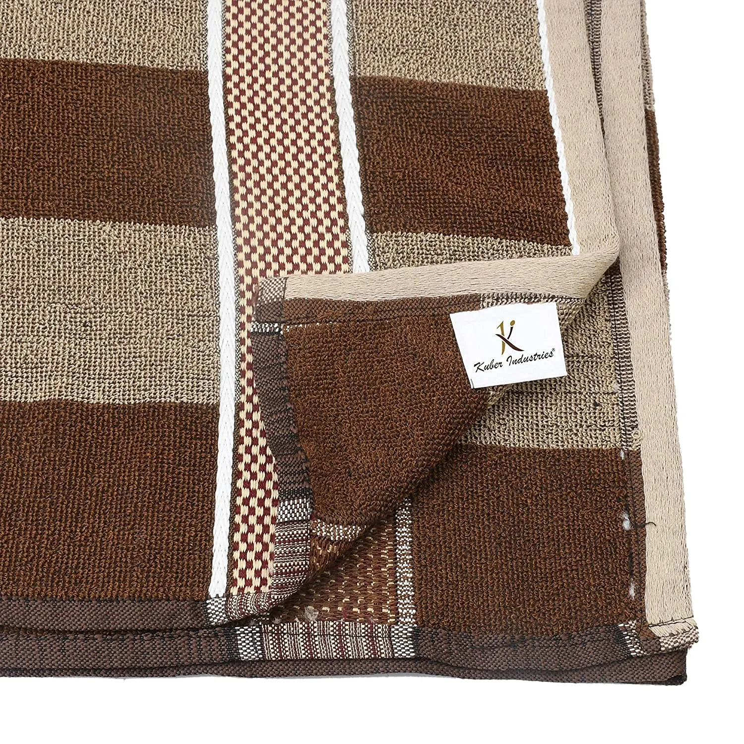 Kuber Industries Lining Cotton Bath Towel Super Soft, Fluffy, and Absorbent, Perfect for Daily Use Soft Cotton Towels with Check Border, 30"x60" (Dark & Light Brown)-HS_38_KUBMART21402