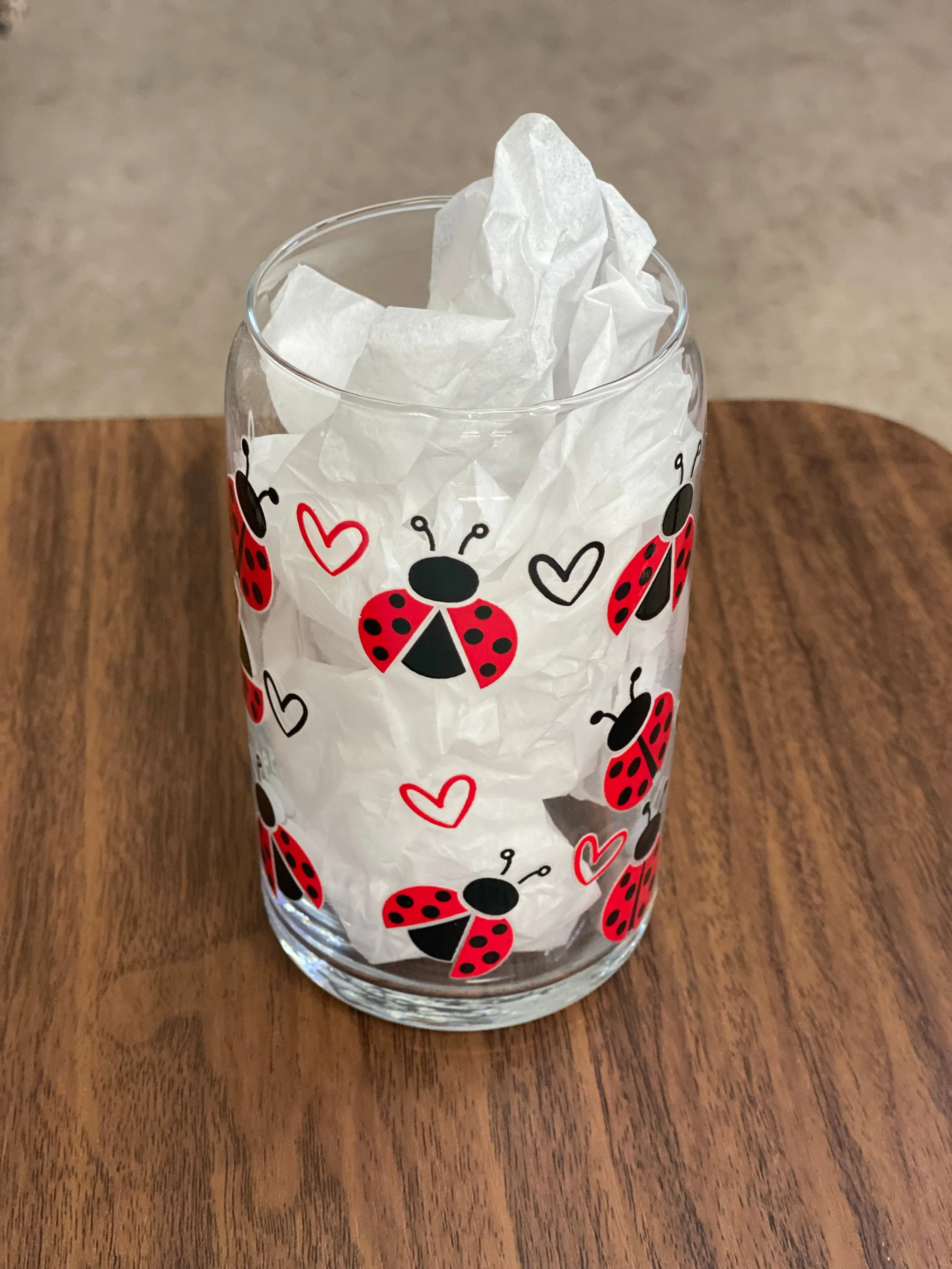 Lady Bug Glass Cup