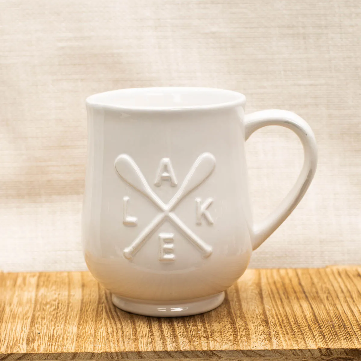 Lake Oar Embossed Coffee Mug White