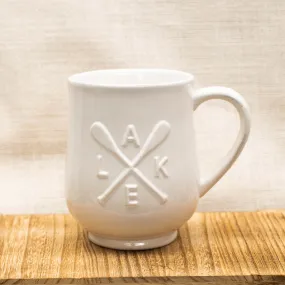 Lake Oar Embossed Coffee Mug White