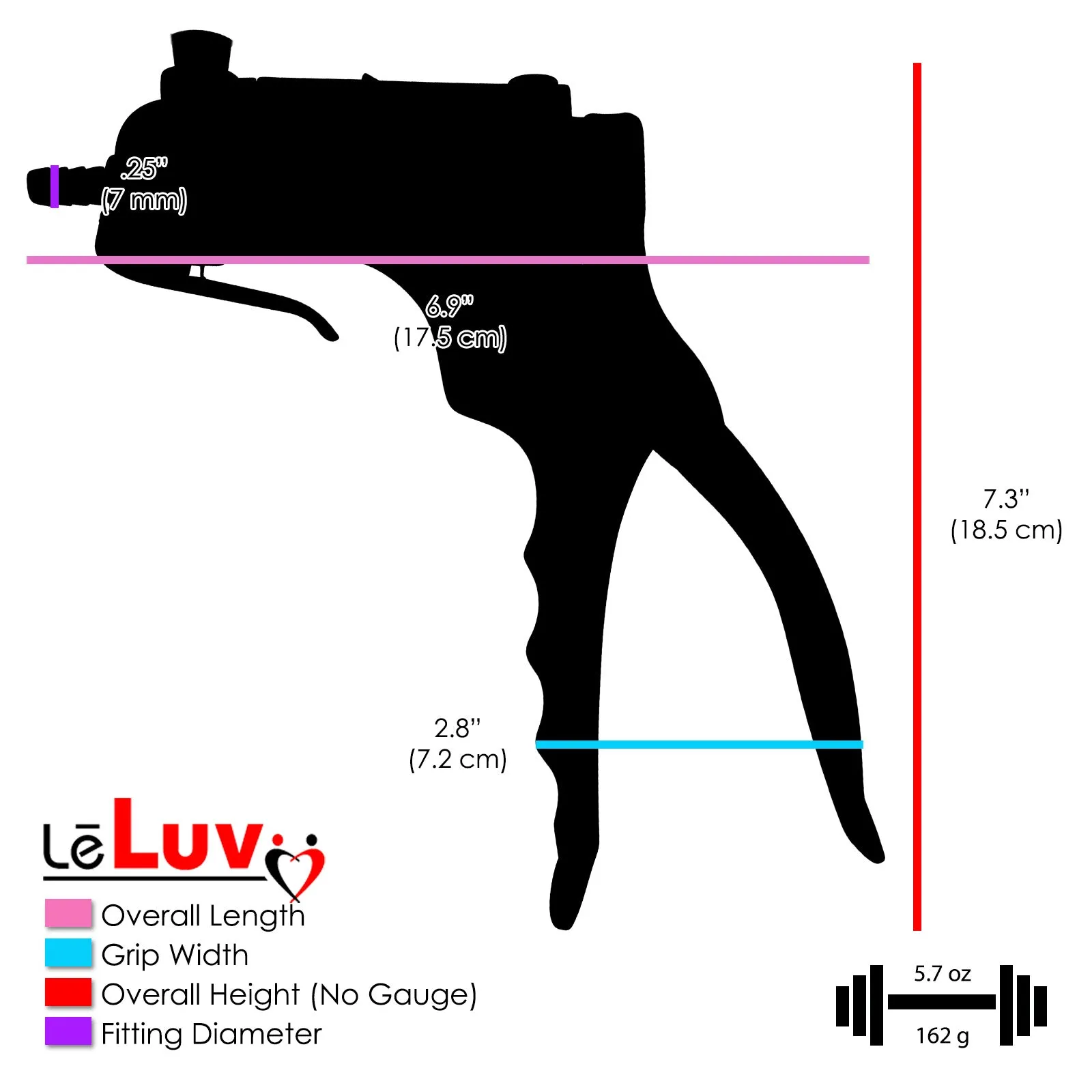 LeLuv JacVac Vacuum Pump Handle | 360-Degree Swivel Gauge Options | 10 Colors!