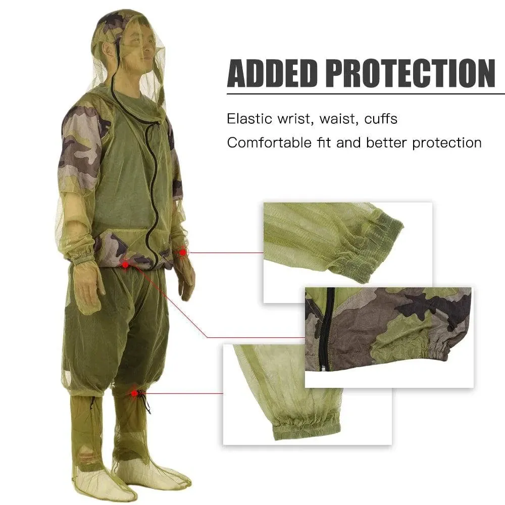 Lixada Outdoor Fishing Hunting Camping Jacket Mosquito Repellent Suit Bug Mesh Hooded Suits Protective Mesh Shirt Gloves Pants