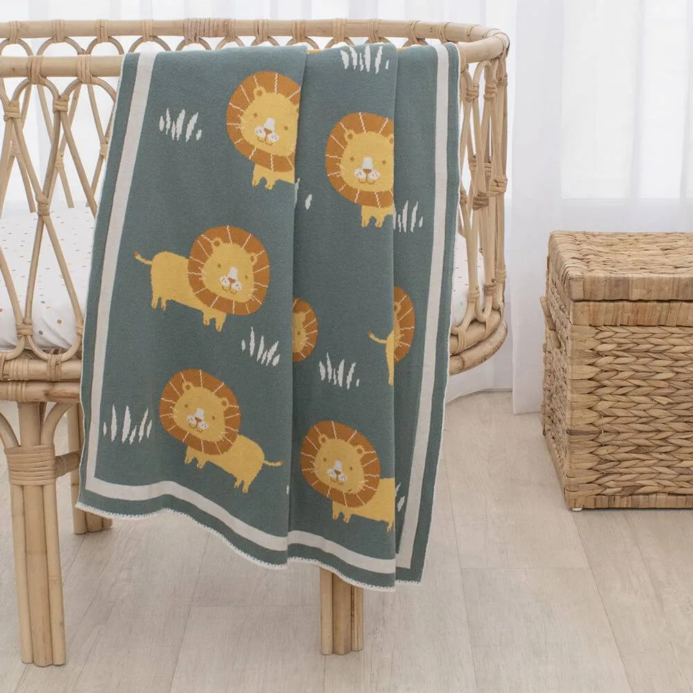 Lolli Living | 100% Cotton Knit Pram Blanket - Day at the Zoo