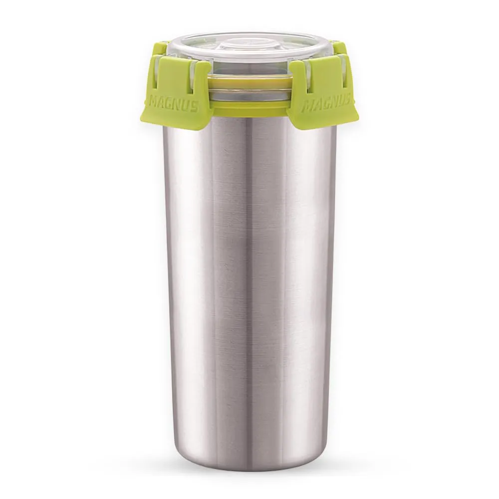 Magnus Stainless Steel Matte Klip Lock Tumbler with Lid and Straw - 500ml | Leak-Proof & Airtight Tumbler - Ideal for Travel, Office, Kids | Perfect for Juice, Buttermilk