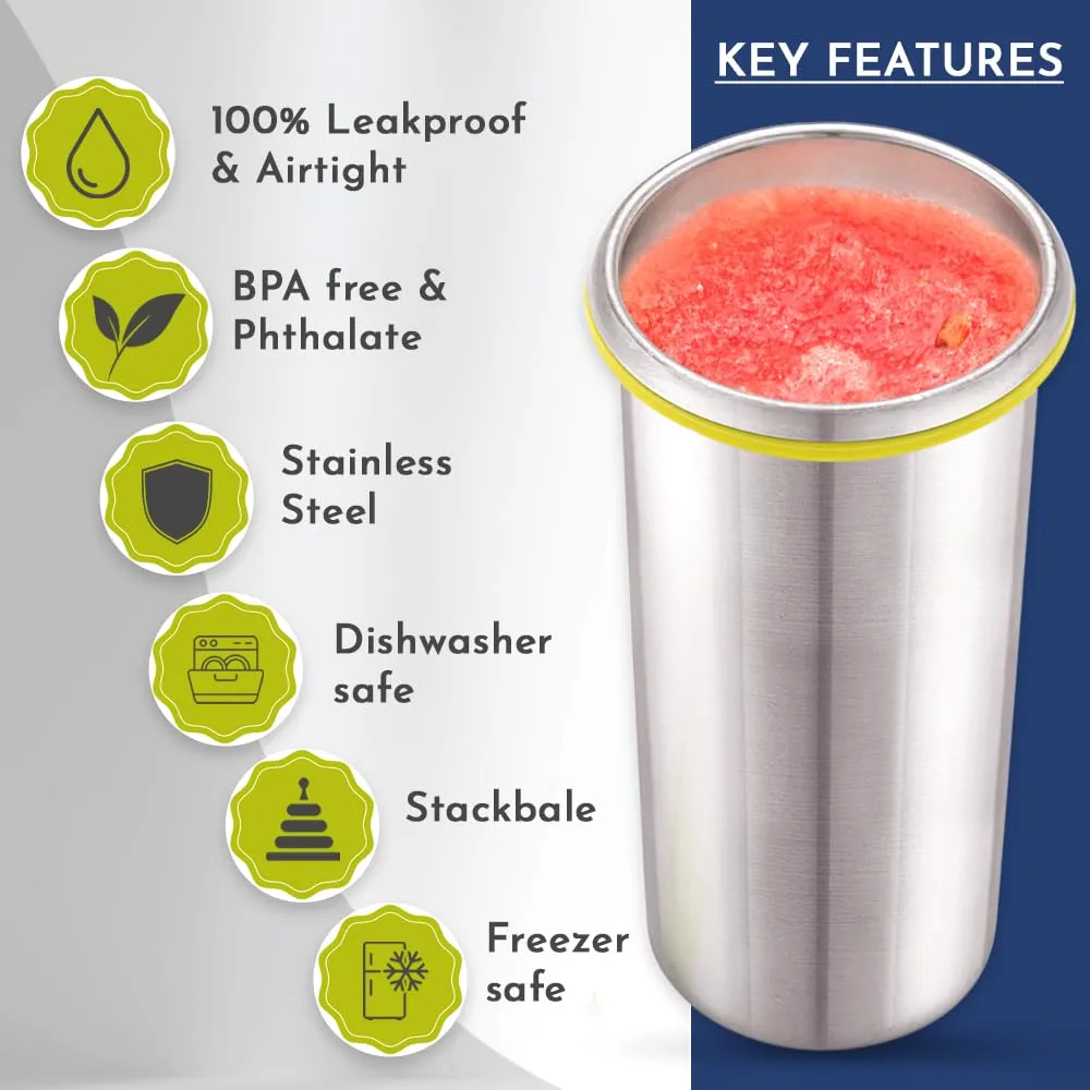 Magnus Stainless Steel Matte Klip Lock Tumbler with Lid and Straw - 500ml | Leak-Proof & Airtight Tumbler - Ideal for Travel, Office, Kids | Perfect for Juice, Buttermilk