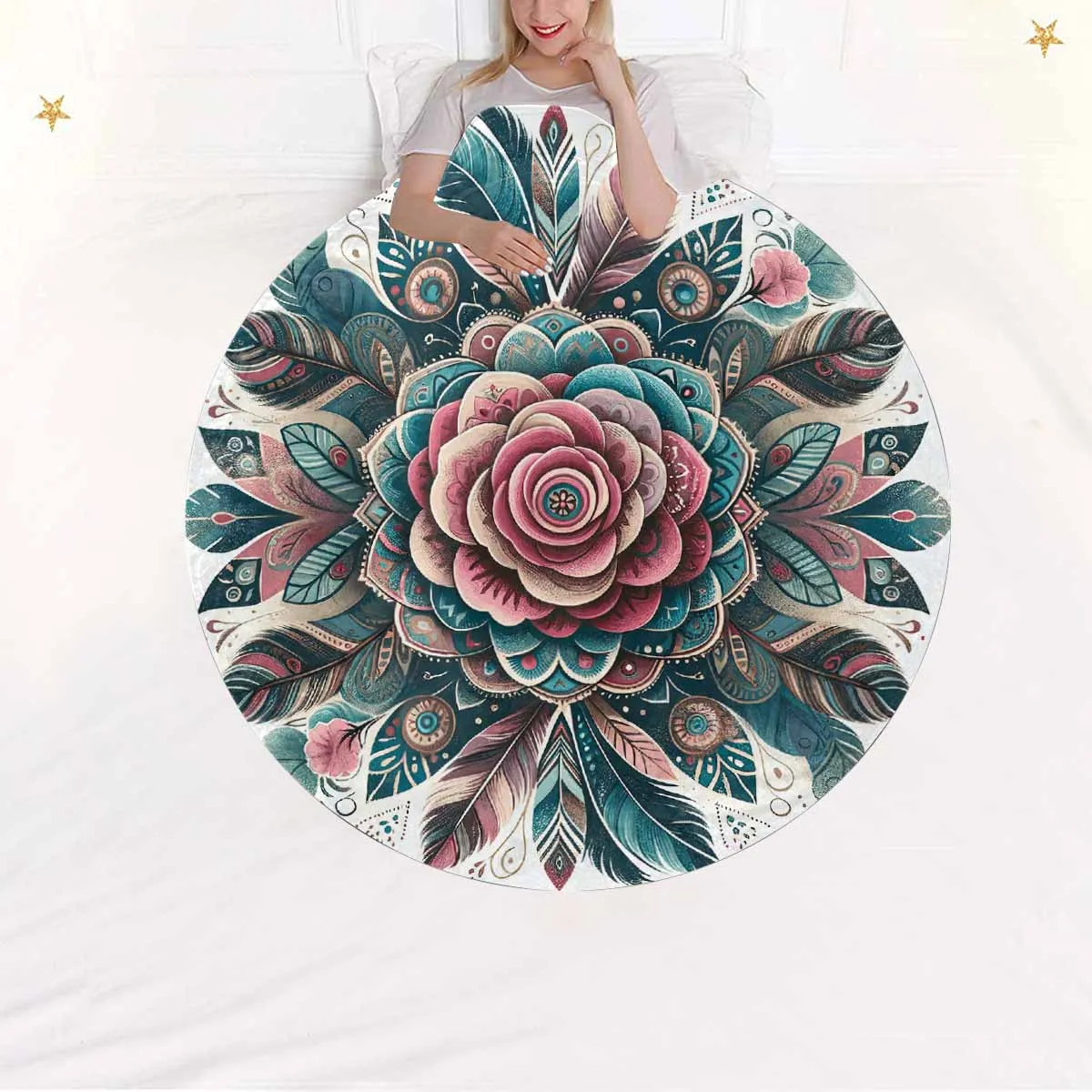 Mandella_Rose_Awd35138  Circular Micro Fleece Blanket 47"