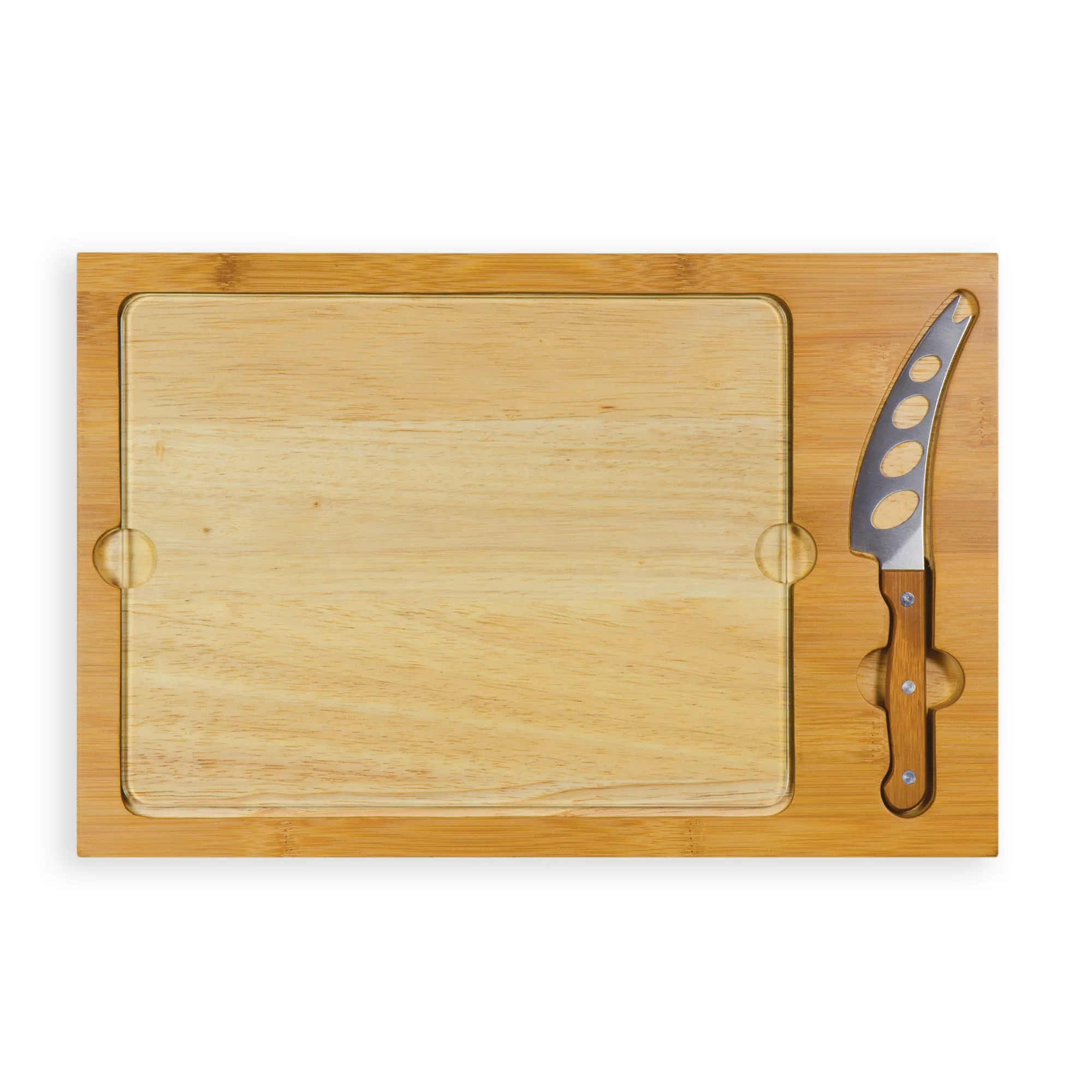 Maryland Terrapins Basketball Court - Icon Glass Top Cutting Board & Knife Set