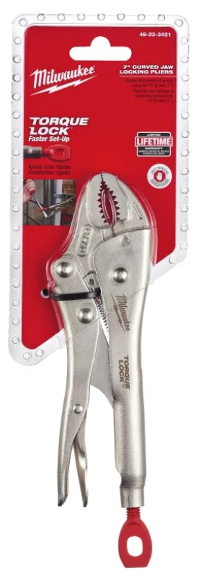 Milwaukee Torque Lock 48-22-3421 Locking Plier, 7 in OAL, 1-1/2 in Jaw Opening, Ergonomic Handle, 29/64 in W Jaw :EA: QUANTITY: 1