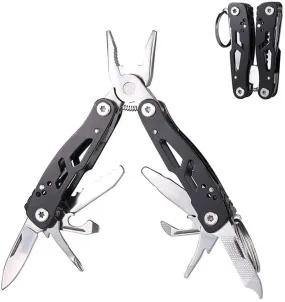 MINI Multitool Pliers 14-In-1,Gifts for Boyfriend, Foldable Multi-Tool Pliers, Men'S Gifts, Rugged and Practical Portable Mini Multi Tool Gift, Black Stainless Steel Camping and Survival Tools