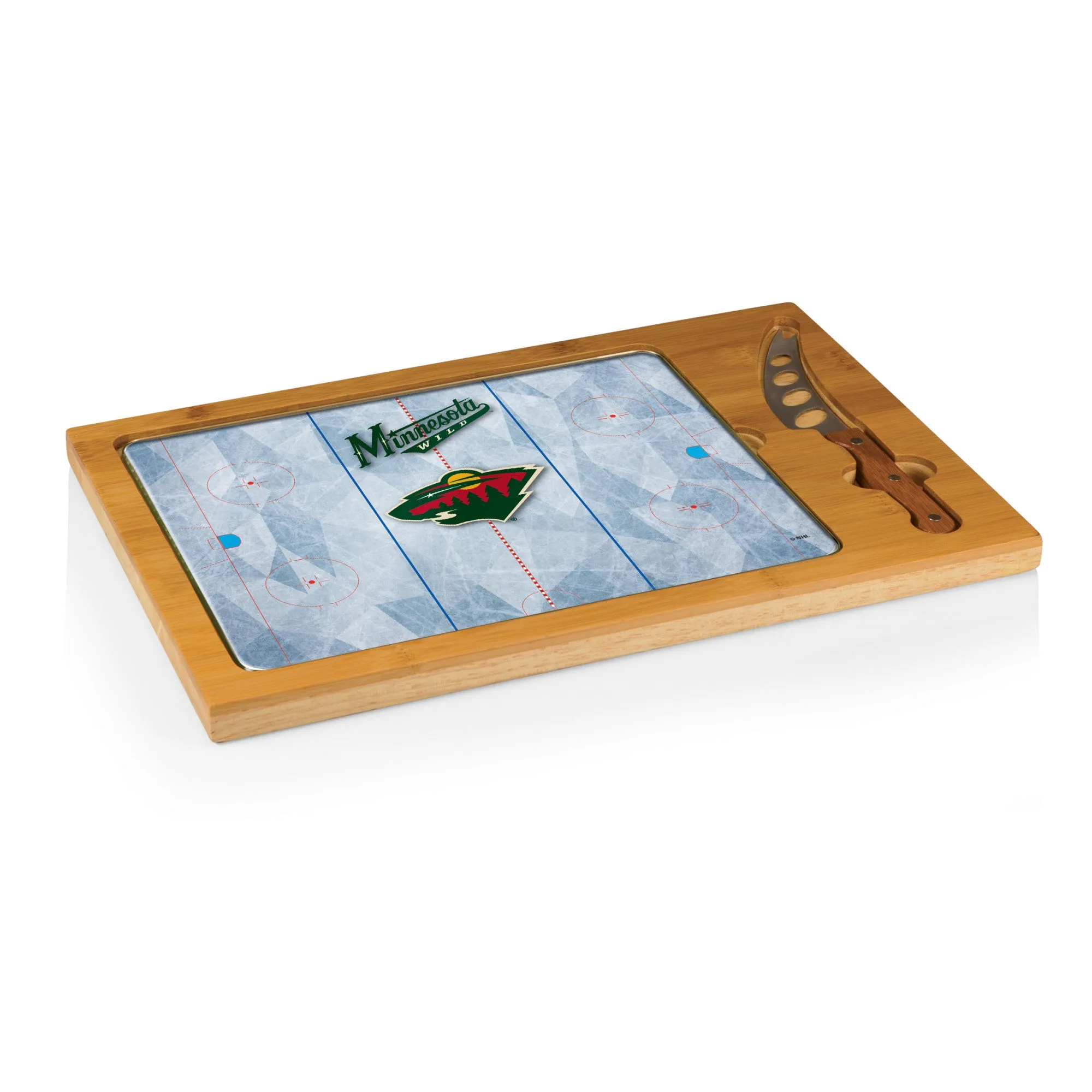 Minnesota Wild Hockey Rink - Icon Glass Top Cutting Board & Knife Set