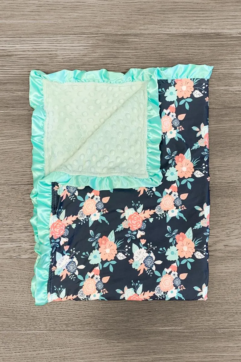 Mint Floral Minky Blanket