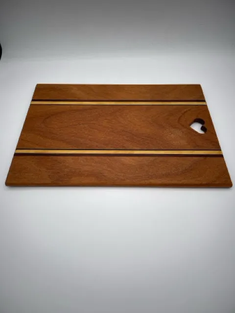 Mixed Hardwoods Cutting/Cheese Board With Heart-Shaped Cutout