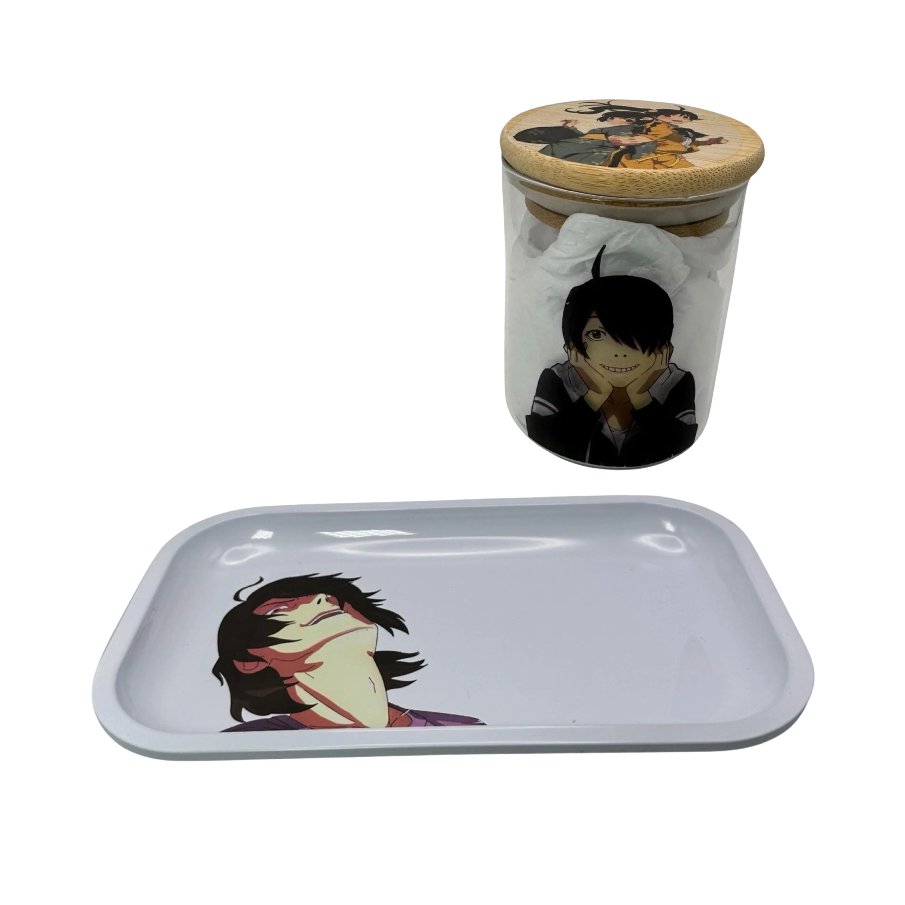 Monogatari Anime Spice Grinder, Stash Jar, Rolling Tray Set