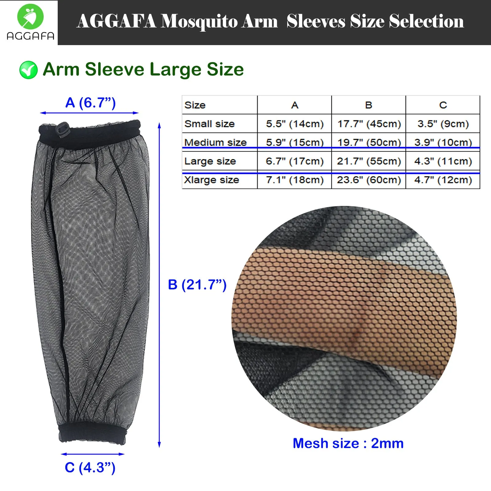 Mosquito net arm sleeves, Large size