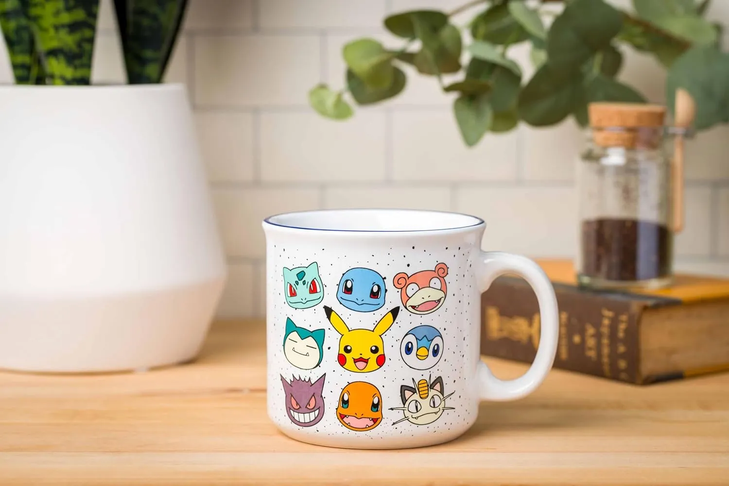 Nintendo Pokemon Bulbasaur Squirtle Slowpoke Snorlax Pikachu Charmander & More Grid Camper Mug 20 Ounces