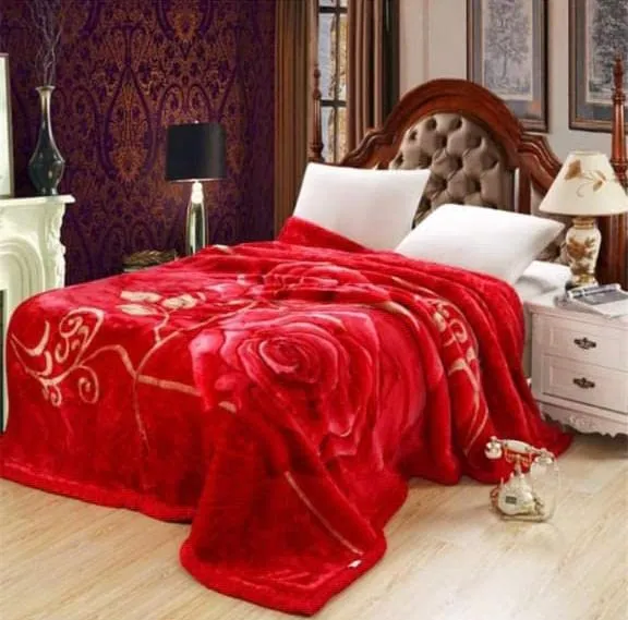 OMAJA HOME Beautiful Warm Double Bed Blanket with Rose & Embossed Design, Micromink Blanket, Double Ply for Heavy Winter_ Multicolor#5