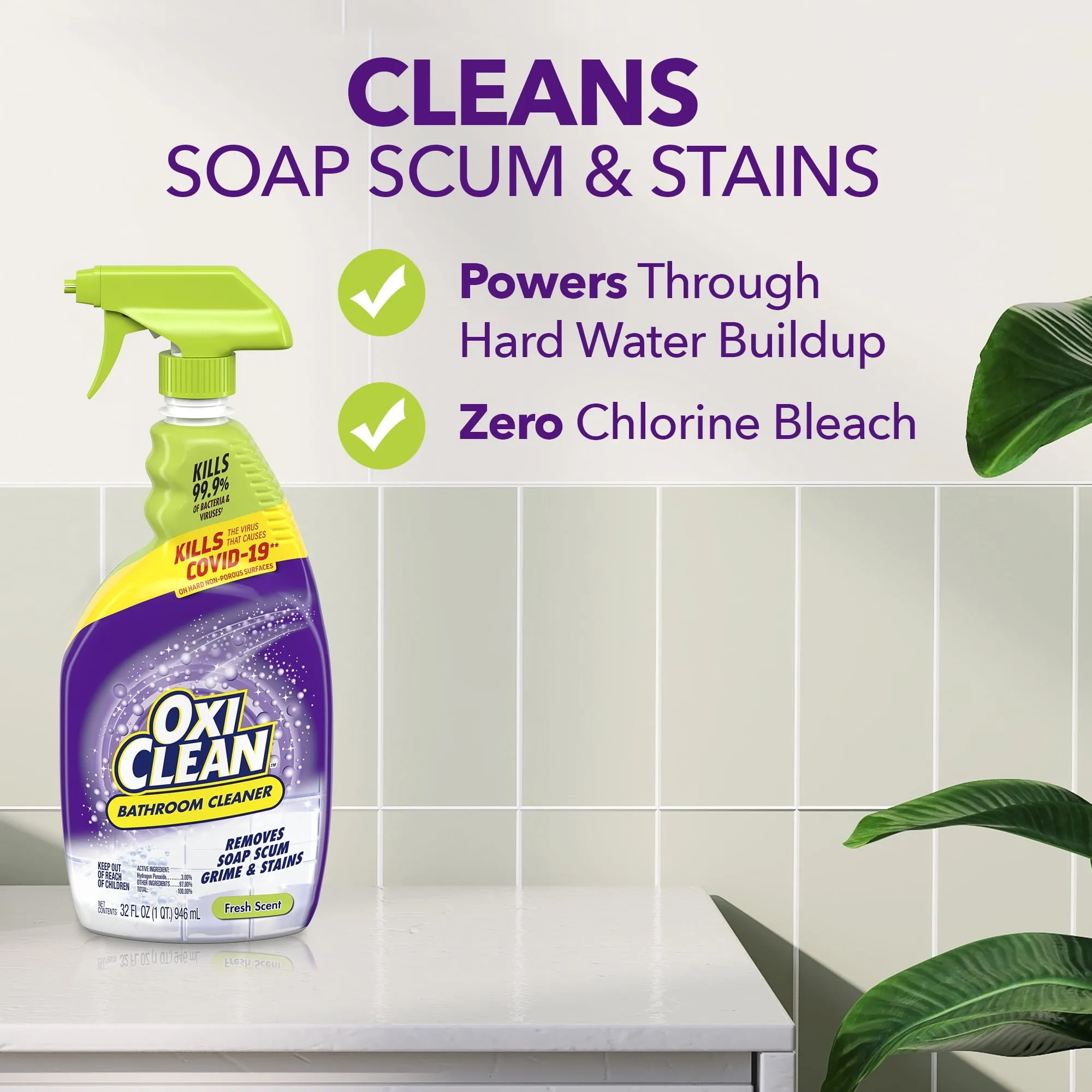 OxiClean Bathroom Cleaner, Shower, Tub & Tile, powered by OxiClean Stainfighters, 32oz.