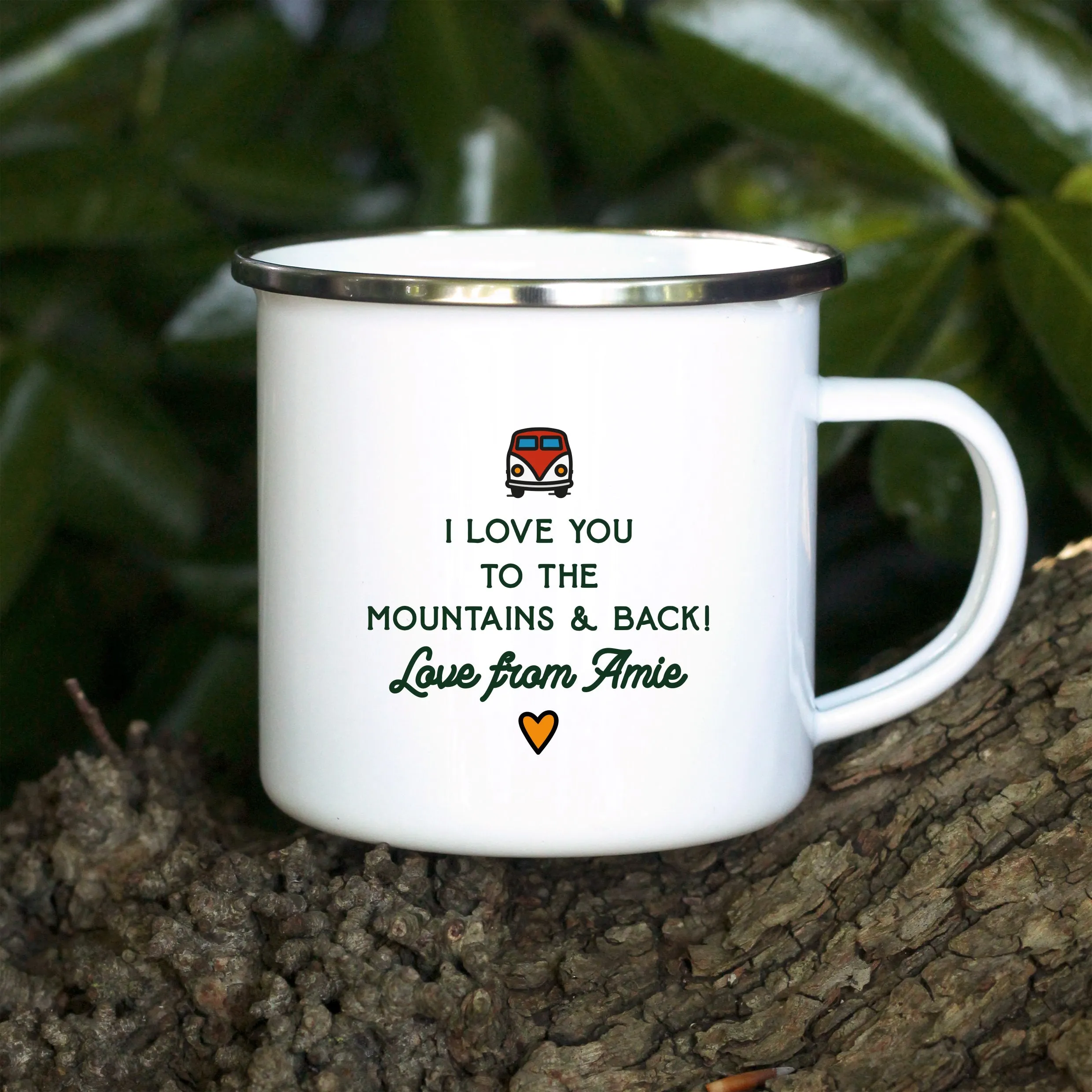 Personalised 'Adventure Begins' Metal Enamel Mug, 13 oz