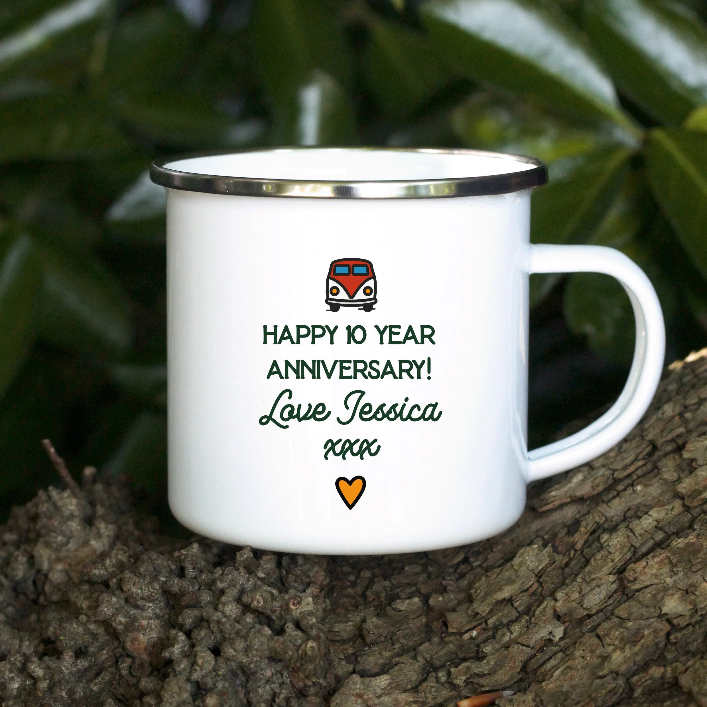 Personalised 'Adventure Begins' Metal Enamel Mug, 13 oz