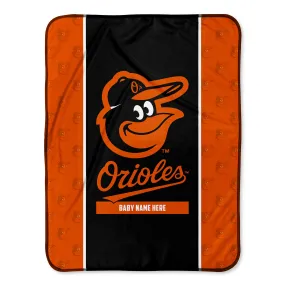 Personalized Baltimore Orioles Icon Baby Pixel Fleece Blanket