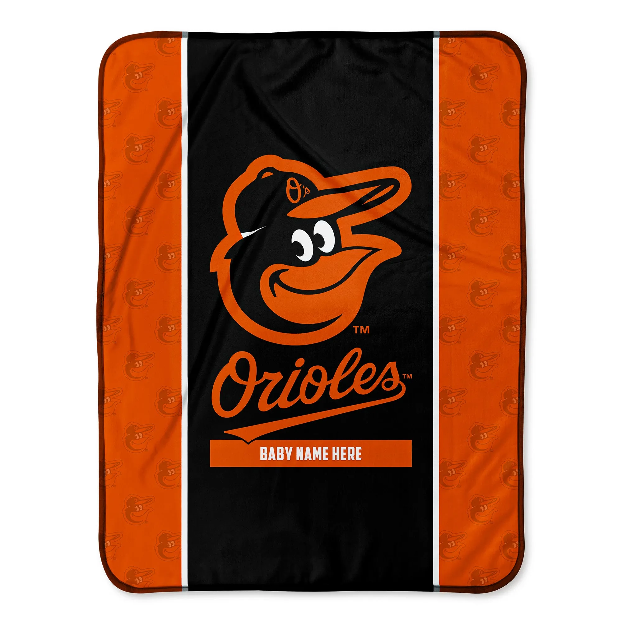 Personalized Baltimore Orioles Icon Baby Pixel Fleece Blanket