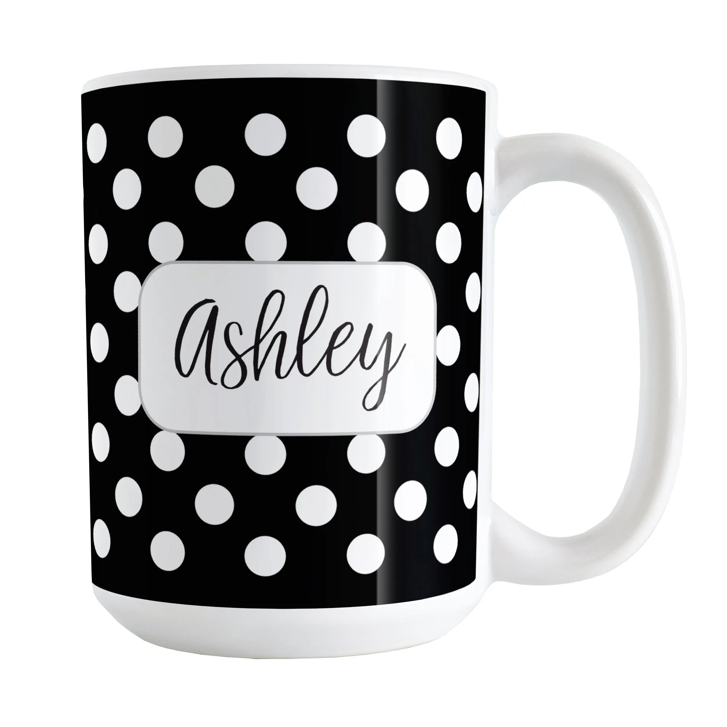 Personalized Black Polka Dot Mug