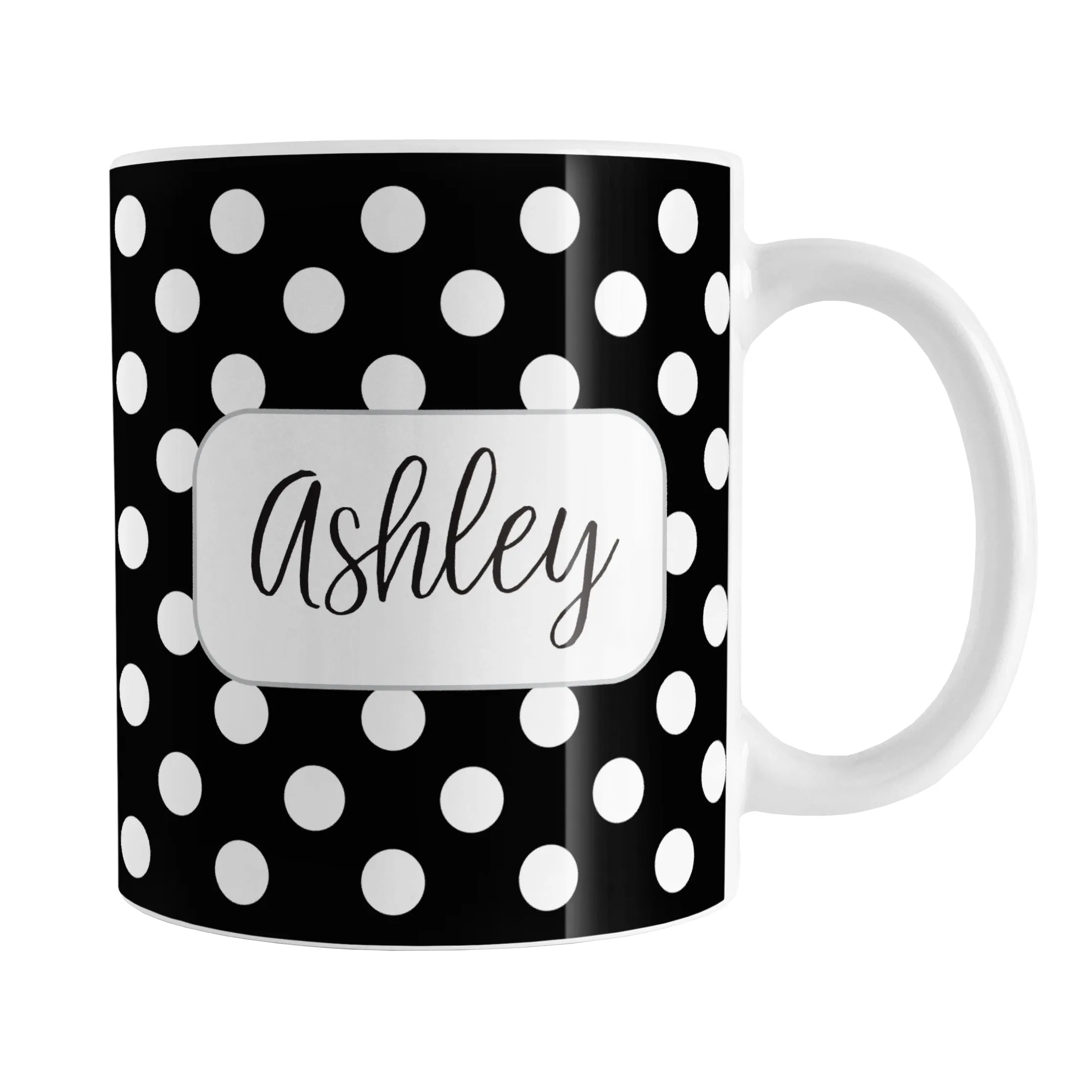 Personalized Black Polka Dot Mug