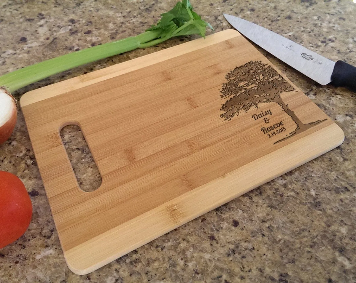 Personalized Tree Design Cutting Board Laser Engraved Bamboo Custom Wood Cutting Board For Wedding Gift Anniversary Gift Christmas Gift