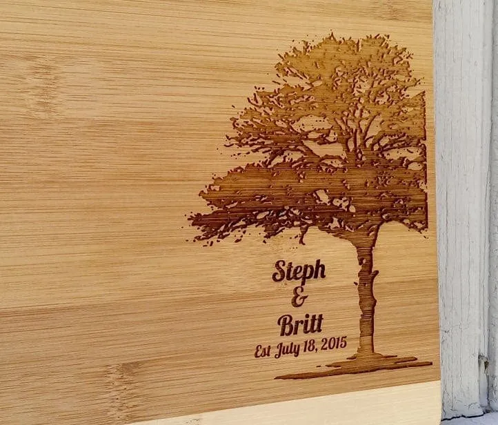 Personalized Tree Design Cutting Board Laser Engraved Bamboo Custom Wood Cutting Board For Wedding Gift Anniversary Gift Christmas Gift