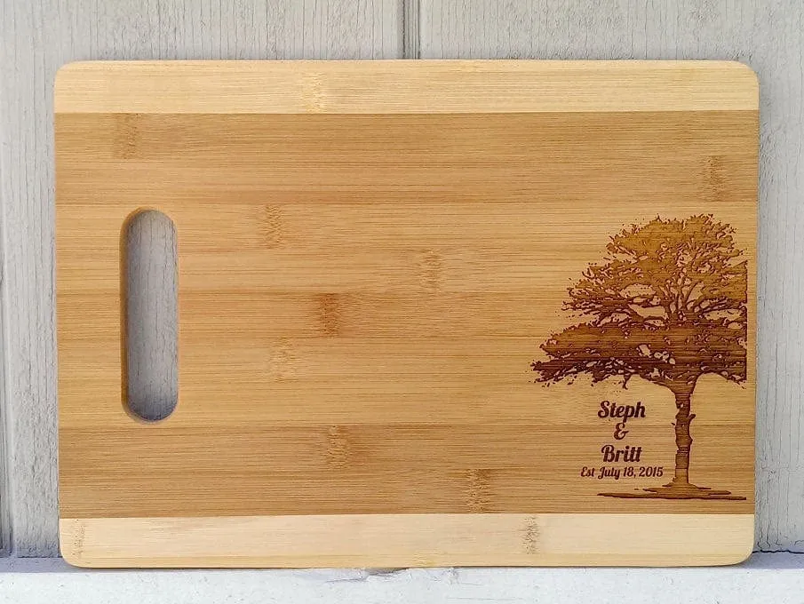 Personalized Tree Design Cutting Board Laser Engraved Bamboo Custom Wood Cutting Board For Wedding Gift Anniversary Gift Christmas Gift