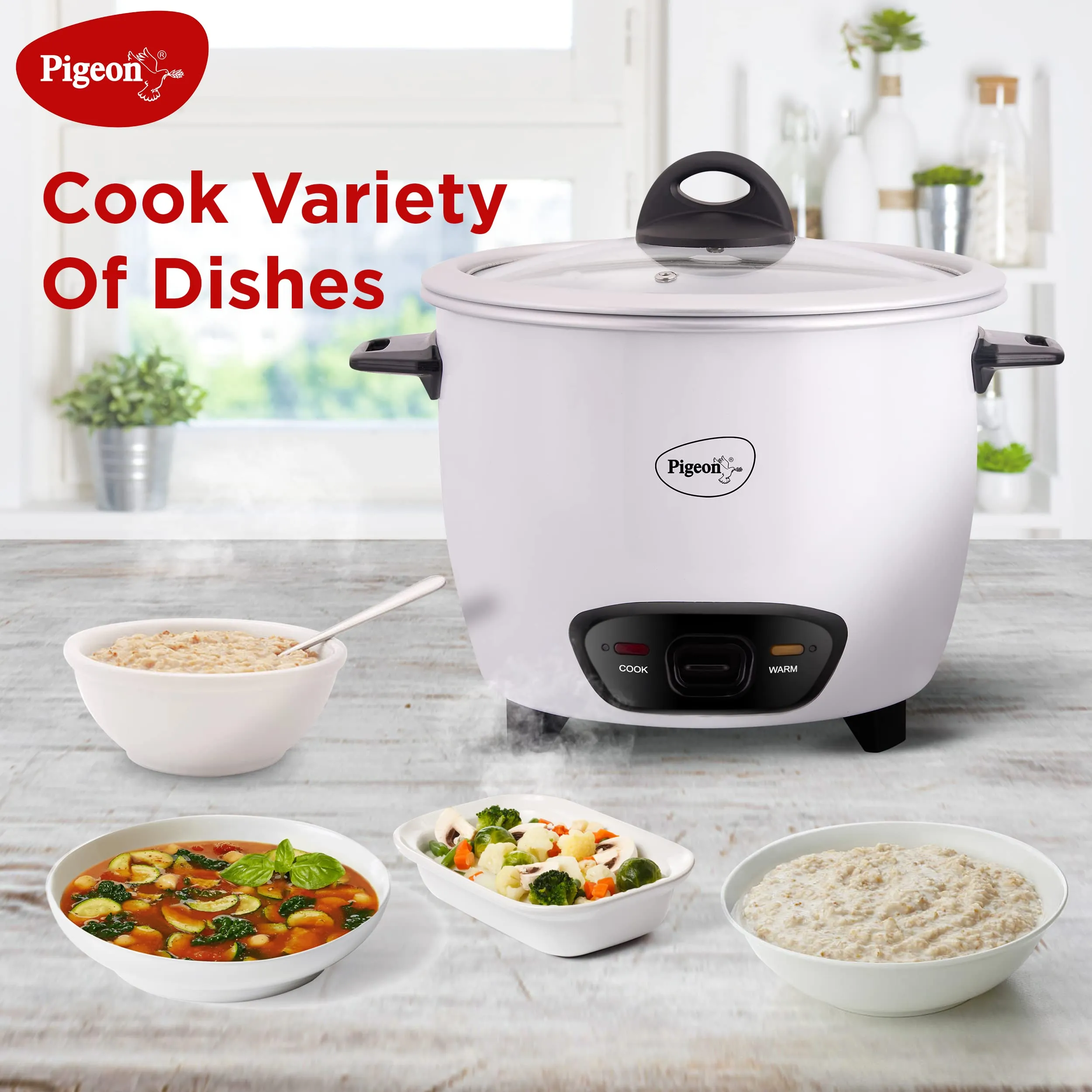 Pigeon by Stovekraft Joy Rice Cooker with Single pot, 1 litres. A smart Rice Cooker for your own kitchen (White)