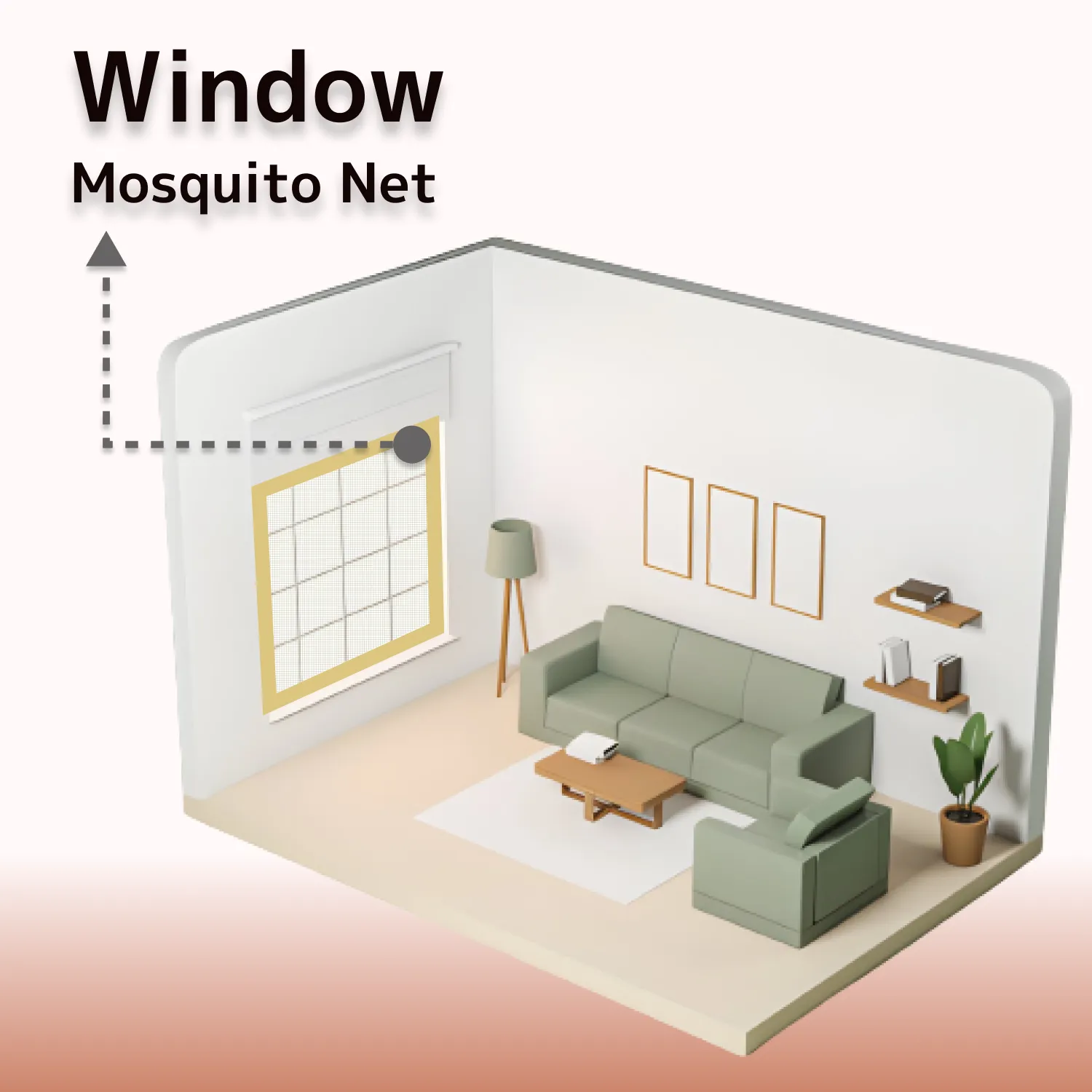 Polyester Pre-Stitched Window Mosquito Net -BEIGE