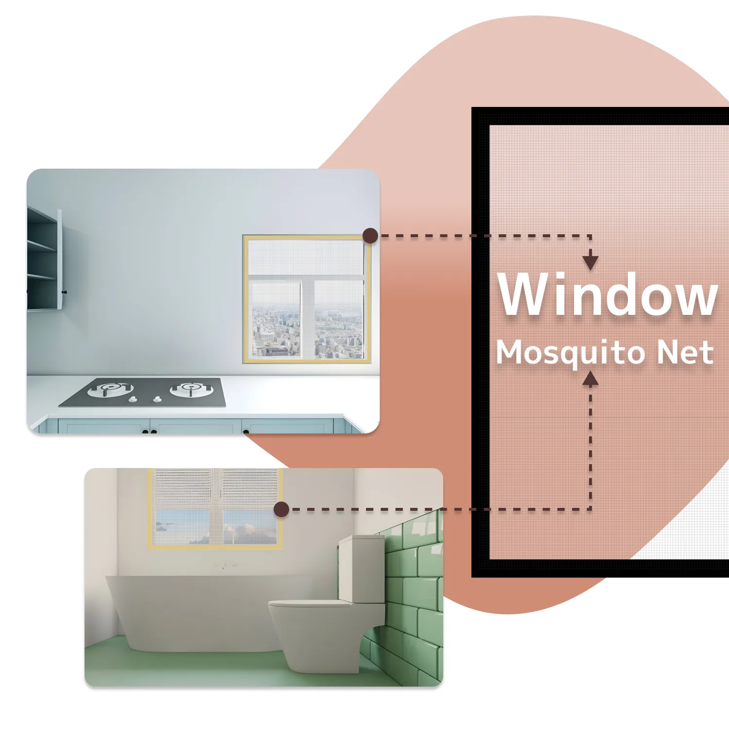 Polyester Pre-Stitched Window Mosquito Net -BEIGE