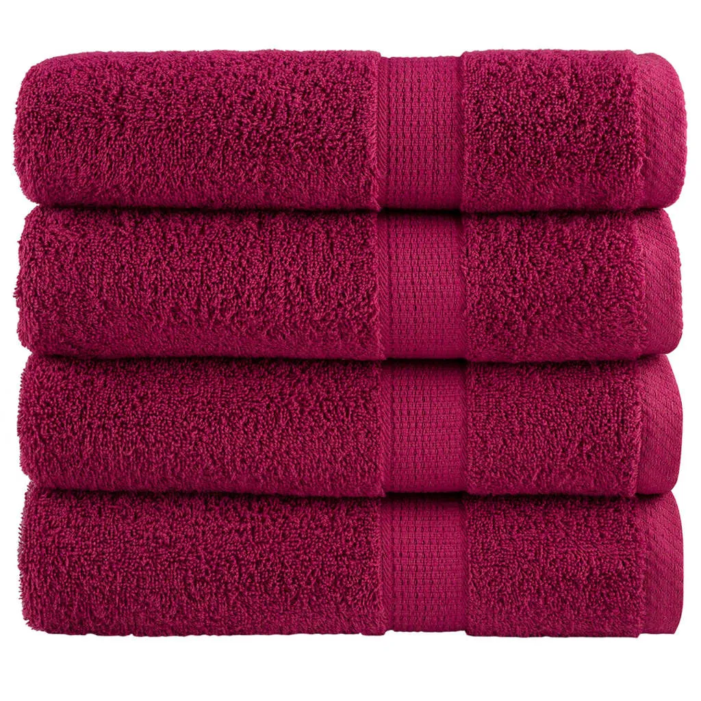 Premium Bath Towels 4pcs Bordeaux 100x150cm 600gsm 100% Cotton