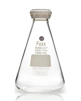 PUREGRIP® Erlenmeyer / Conical Flasks with GL45 Screw Cap 1000 mL 10/Case